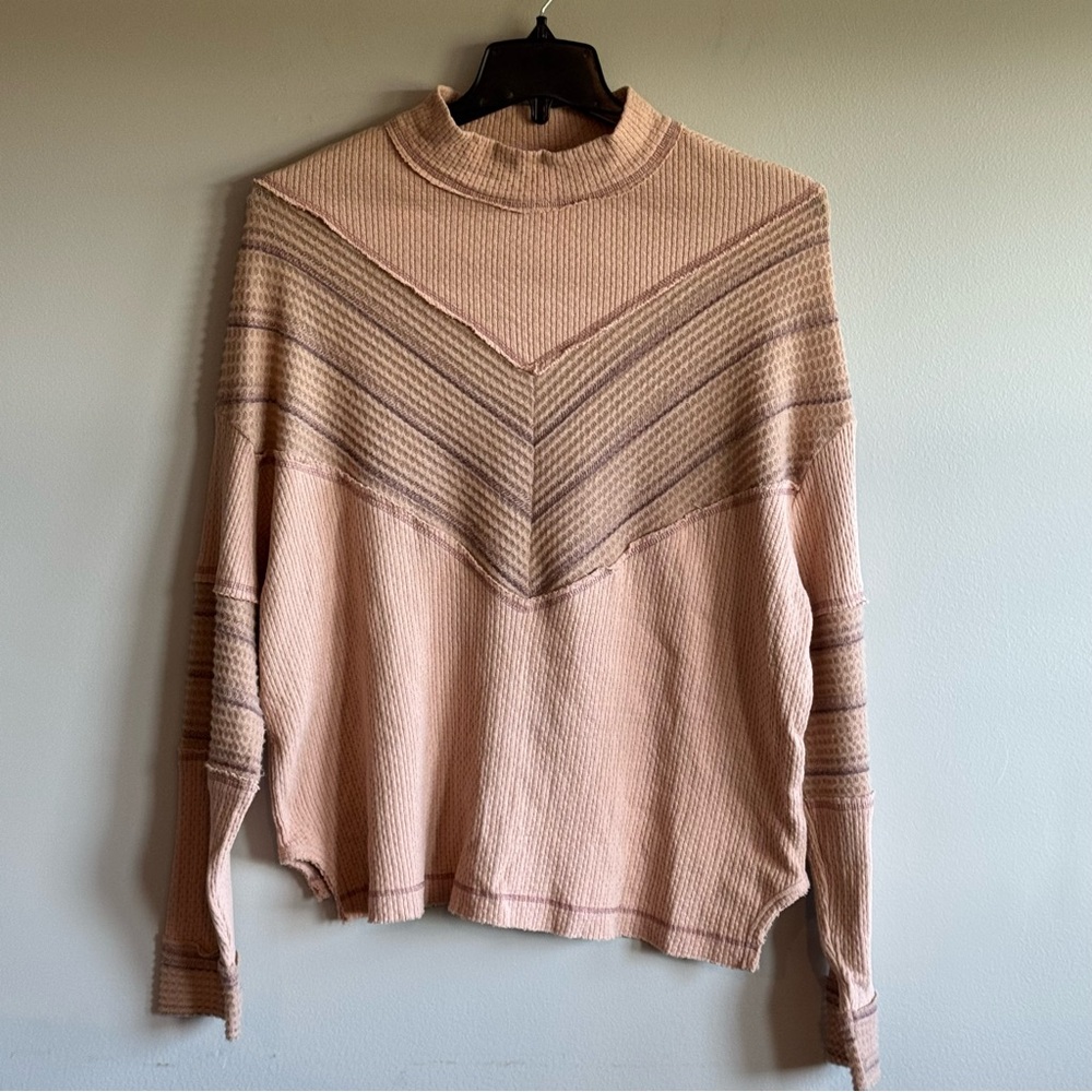 Miss Me Striped Tan Women's Sweater Size Medium